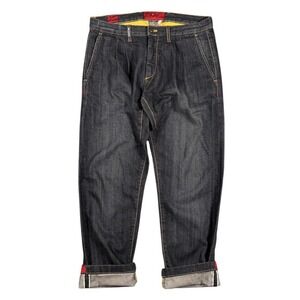 Kiton Napoli Selvedge Pleated Jeans Men's Straight Leg Italy Dark Wash 33x29 EUC